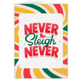 「Never Sleigh Never」レトロな波クリスマスカード