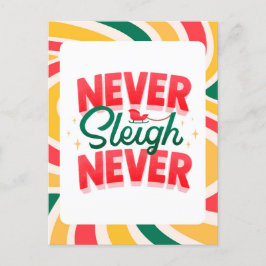 「Never Sleigh Never」レトロウェーブクリスマスポストカード ポストカード