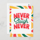 「Never Sleigh Never」レトロウェーブクリスマスポストカード ポストカード (正面/裏面)