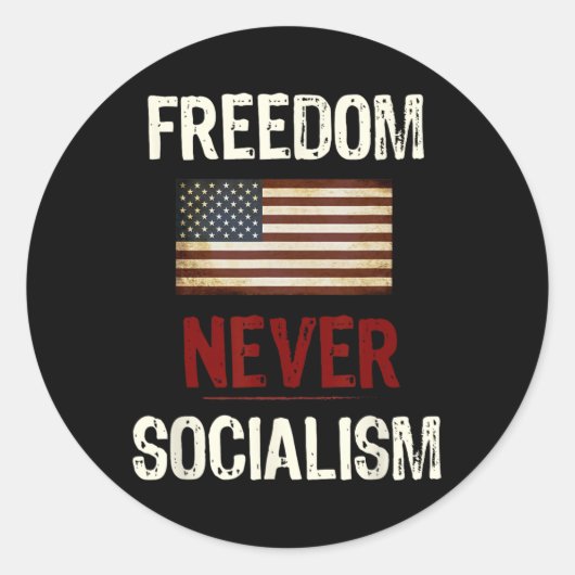 Never Socialism Anti-socialist Republican  ラウンドシール (正面)