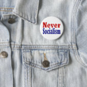 Never Socialism with red blue text 缶バッジ (インサイチュ)
