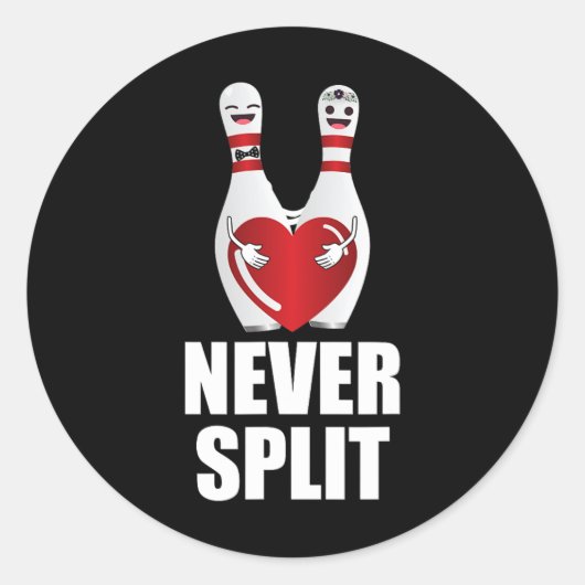 Never SplitボーリングピンバレンタインデイカップルM ラウンドシール (正面)