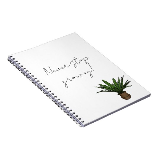 “Never Stop Growing” Notebook with Potted Plant ノートブック (右側)