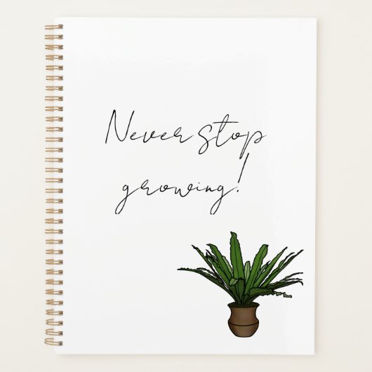 “Never Stop Growing” Planner with Potted Plant プランナー手帳 (正面)