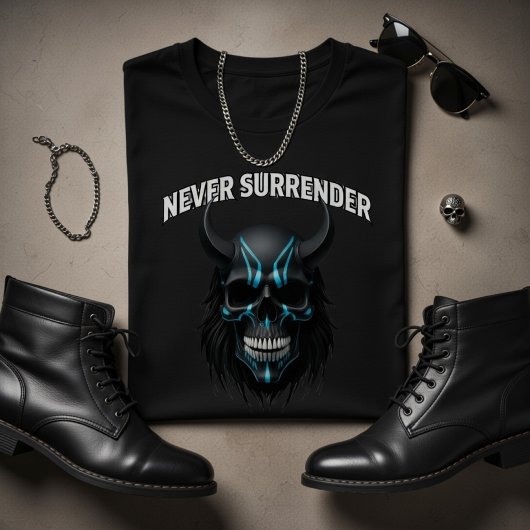 Never Surrender Cyberpunk Skull T-Shirt Tシャツ