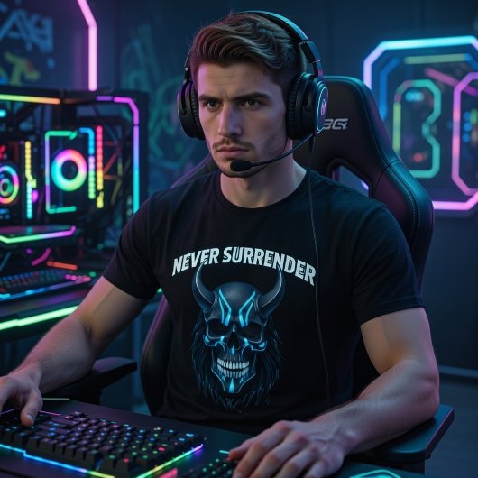 Never Surrender Cyberpunk Skull T-Shirt Tシャツ