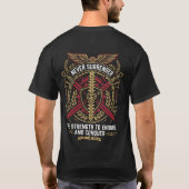 Never Surrender Skull Warrior Rise And Grind Every Tシャツ (裏面)