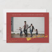 Never Too Old Red Faux Gold Glitter Photo シーズンカード (正面)