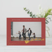 Never Too Old Red Faux Gold Glitter Photo シーズンカード (スタンド正面)