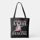Never Underestimate A Girl who Loves Fencing Gift トートバッグ (裏面)
