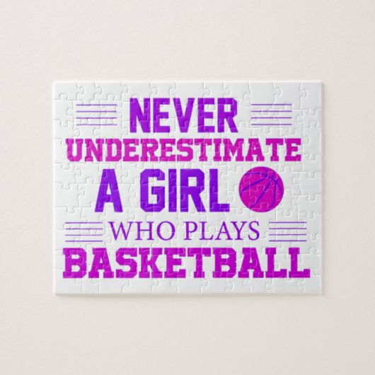 Never Underestimate A Girl Who Plays Basketball   ジグソーパズル (横)