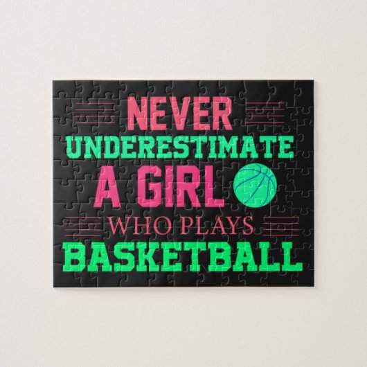 Never Underestimate A Girl Who Plays Basketball  ジグソーパズル (横)