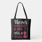 Never Underestimate A Girl With A Violin For Women トートバッグ (裏面)
