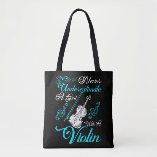 Never Underestimate a Girl with A Violin Gift Are  トートバッグ (正面)