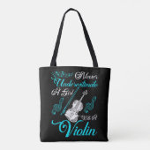 Never Underestimate a Girl with A Violin Gift Are  トートバッグ (裏面)