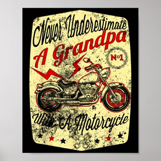 Never Underestimate A Grandpa With A Motorcycle Fu ポスター (正面)