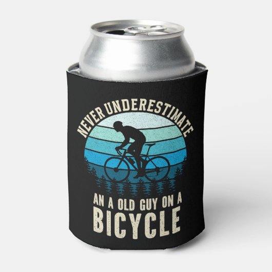 Never Underestimate an old guy on a Bicycle 缶クーラー (缶正面)