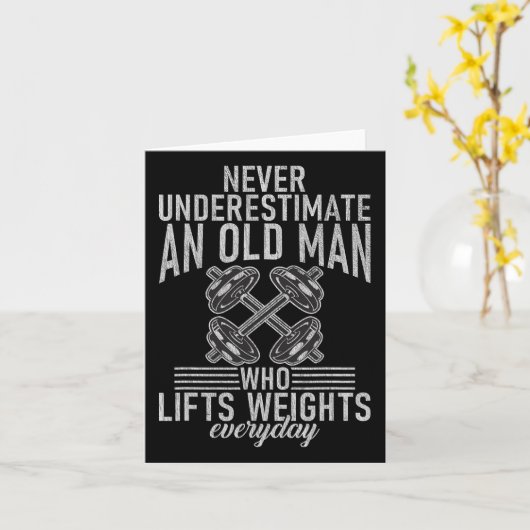 Never Underestimate An Old Man Who Lift Weights Bo カード (黄色い花)
