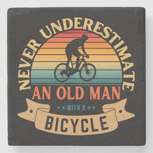 Never underestimate an old man with a bicycle ストーンコースター (正面)
