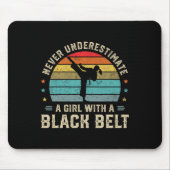 Never Underestimate Girl With A Black Belt Karate  マウスパッド (正面)