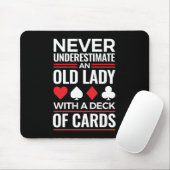 Never Underestimate Old Lady Deck of Card Bridge マウスパッド (マウス)