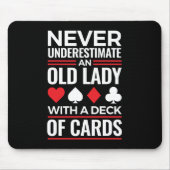 Never Underestimate Old Lady Deck of Card Bridge マウスパッド (正面)