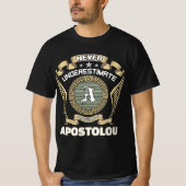 Never underestimate power of a APOSTOLOU Tシャツ (正面)