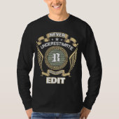 Never underestimate power of a B_ Tシャツ (正面)