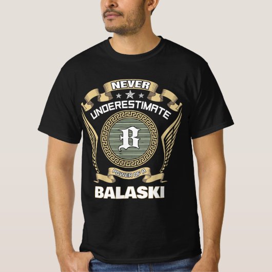 Never underestimate power of a BALASKI Tシャツ (正面)