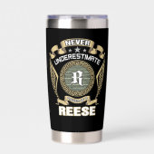 NEVER_UNDERESTIMATE_POWER_OF_A_REESE 保温保冷タンブラー (正面)