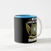 Never Underestimate The Power Of A Hamner ツートーンマグカップ (正面右)