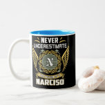 Never Underestimate The Power Of A Narciso ツートーンマグカップ<br><div class="desc">Never Underestimate The Power Of A Narciso. Personalized name. Printed t-shirts made just for you! High quality fabric,  custom designs,  and perfect fit. Ideal for gifts or daily wear. Unique style with a personal touch.</div>
