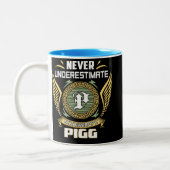 Never Underestimate The Power Of A Pigg ツートーンマグカップ (左)