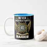 Never Underestimate The Power Of A Raider ツートーンマグカップ<br><div class="desc">Never Underestimate The Power Of A Raider. Personalized name. Printed t-shirts made just for you! High quality fabric,  custom designs,  and perfect fit. Ideal for gifts or daily wear. Unique style with a personal touch.</div>