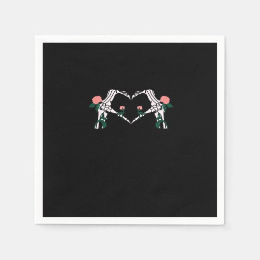 Never Wilts Skeleton Hands Roses Artistic Design スタンダードカクテルナプキン (正面)