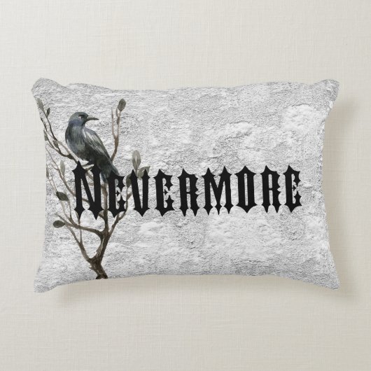 Nevermore水彩画のワタリガラス アクセントクッション (正面)