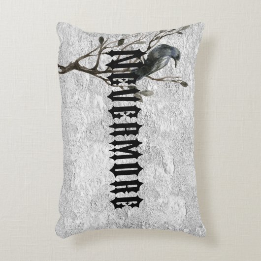 Nevermore水彩画のワタリガラス アクセントクッション (正面(垂直))