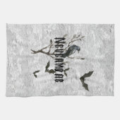 Nevermore水彩画のワタリガラス キッチンタオル (横)