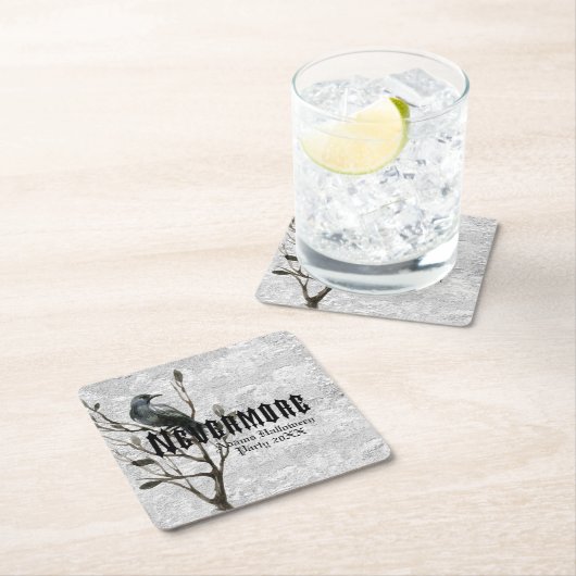 Nevermore水彩画のワタリガラス スクエアペーパーコースター (インサイチュ)