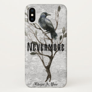 Nevermore水彩画のワタリガラス iPhone X ケース