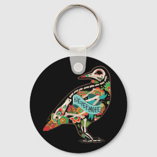 Nevermore砂糖のスカルのワタリガラスボタンKeychain キーホルダー