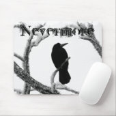 Nevermore B&Wの冬のワタリガラスエドガー・アラン・ポー マウスパッド (マウス)