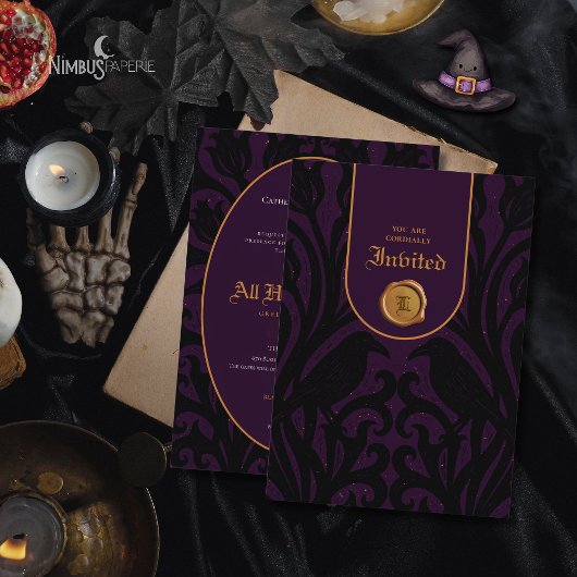 Nevermore Damask | ダークプラムの贅沢なハロウィン 招待状