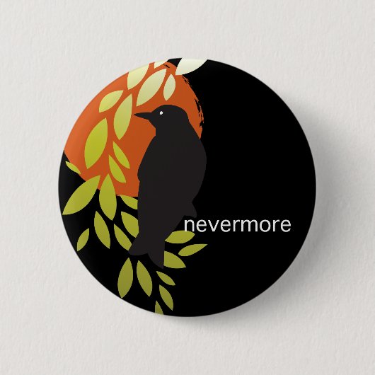 Nevermore - Poeによるワタリガラス及び月 缶バッジ (正面)