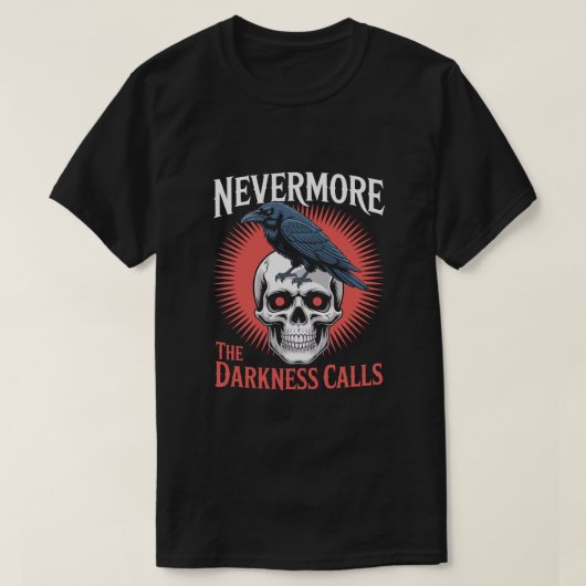 Nevermore Raven Skull Gothic Horror Tee Tシャツ (デザイン正面)