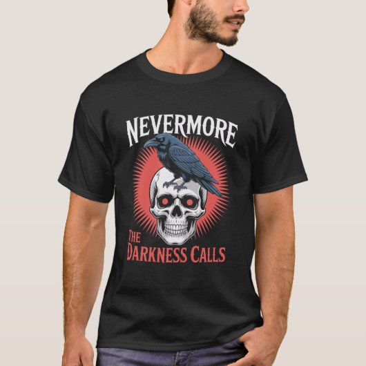 Nevermore Raven Skull Gothic Horror Tee Tシャツ (正面)