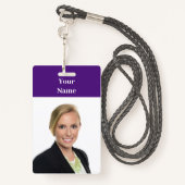 NEW!バッジ – ラニヤード付き垂直 – 紫カスタム色 バッジ (裏面ランヤード)