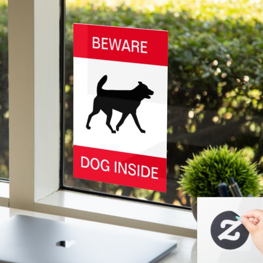 NEW!中に犬に注意 – ウィンドウにしがみつく ウィンドウサイン (オフィス)