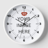 NEW!壁掛け時計、10インチの丸い白い木枠 壁時計 (正面)