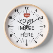 NEW!壁時計、10"円形天然木枠 壁時計 (正面)